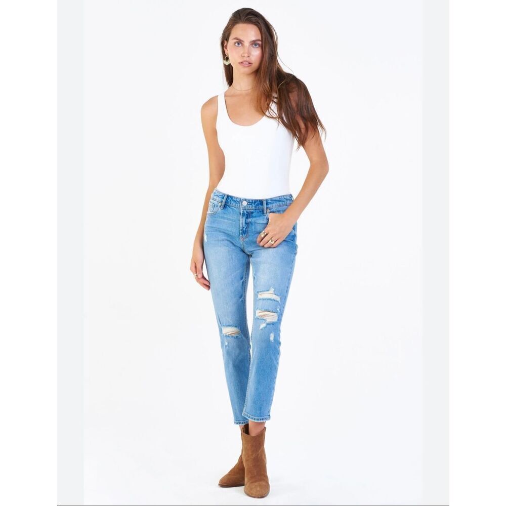 🌸 Dear John Aiden Slim Girlfriend Light Wash Distressed Jeans Size 27